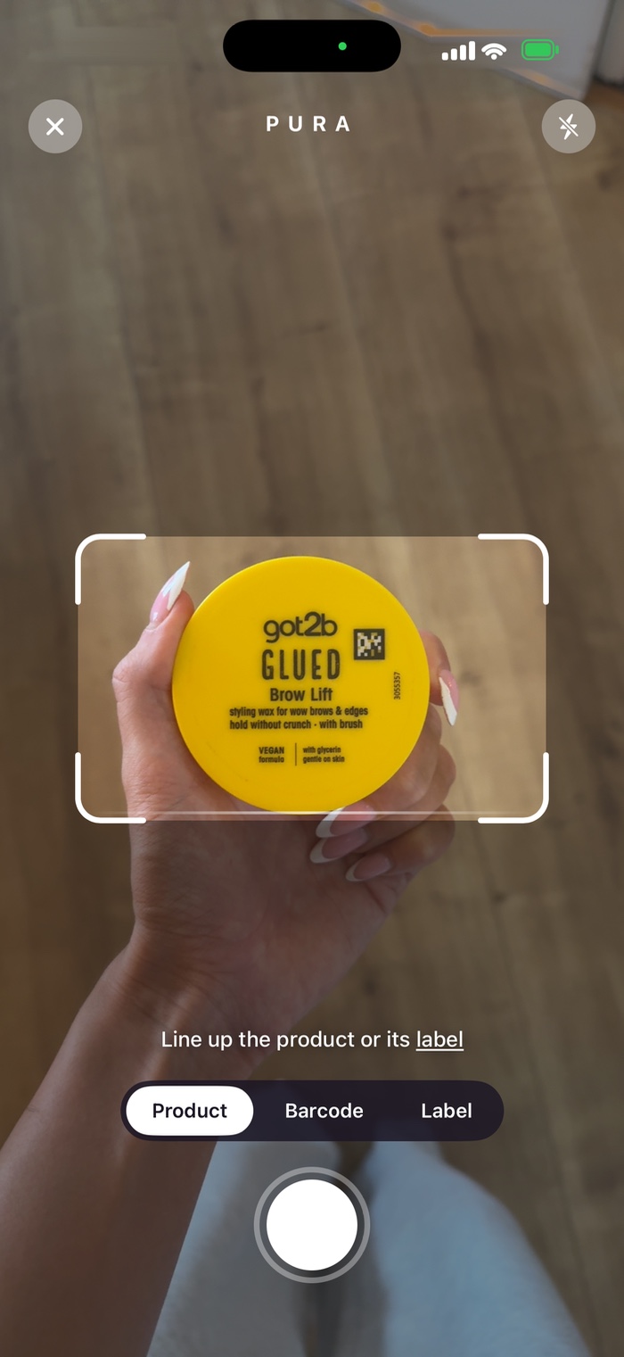 Line up the product, barcode or label