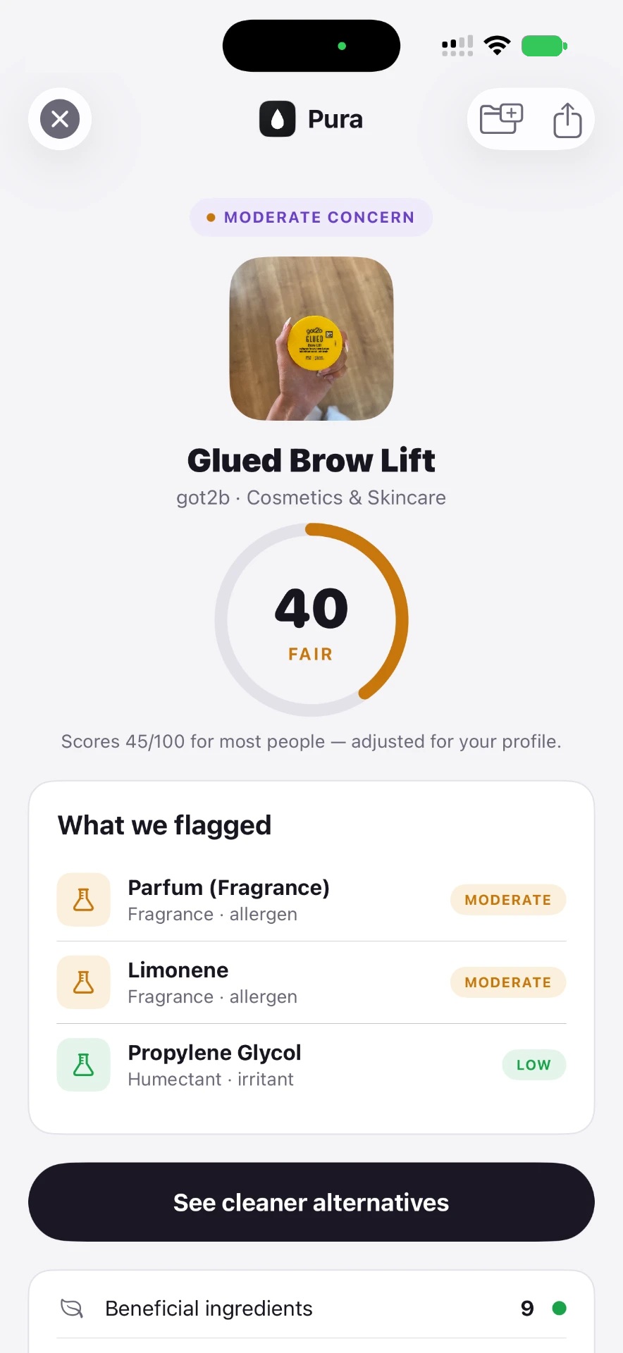 A Pura clean-safety score